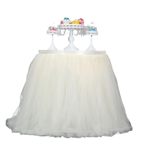 FJOADNVM Tischdecke Hochzeit Tischröcke Geburtstag Tüll Tischrock Hochzeit Party TableSkirt Party Home Decor(Beige,400cmx79cm-13.2ft) von FJOADNVM