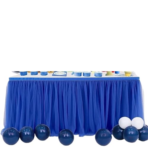 FJOADNVM Tischdecke Hochzeit Tischröcke Geburtstag Tüll Tischrock Hochzeit Party TableSkirt Party Home Decor(Deep Blue,200cmx79cm-6.6ft) von FJOADNVM