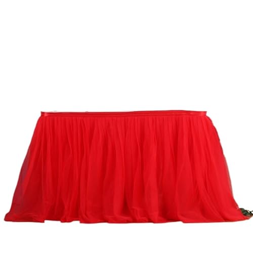FJOADNVM Tischdecke Hochzeit Tischröcke Geburtstag Tüll Tischrock Hochzeit Party TableSkirt Party Home Decor(Red,400cmx79cm-13.2ft) von FJOADNVM