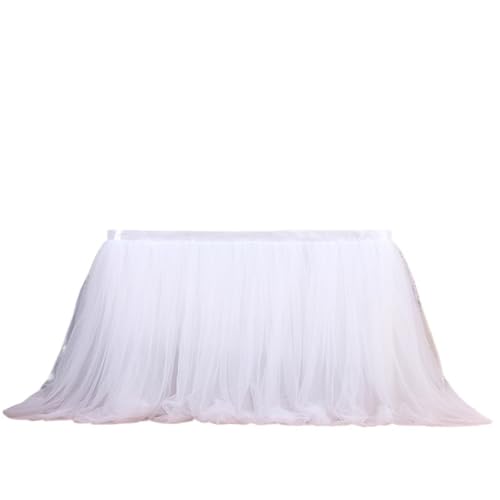 FJOADNVM Tischdecke Hochzeit Tischröcke Geburtstag Tüll Tischrock Hochzeit Party TableSkirt Party Home Decor(White,100cmx79cm-3.3ft) von FJOADNVM