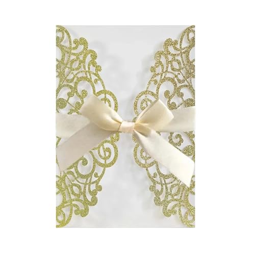 Glückwunschkarte Hochzeit 10 Stücke Hochzeitseinladungen Karten Tags Vintage Hochzeit Braut Grußkarte Geburtstag Dekoration Partei Liefert(Gold) von FJOADNVM