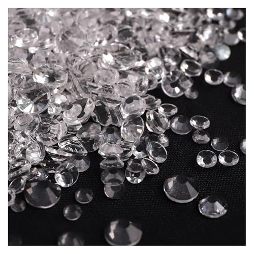 Hotfix Strasssteine 1440 Stück/Packung, gemischte Größen, schwarzes Glas, flache Rückseite, Glitzer-Diamant, nicht Hotfix-Strasssteine ​​für Nagelkunst und Kleidung(Crystal Unfoiled) von FJOADNVM