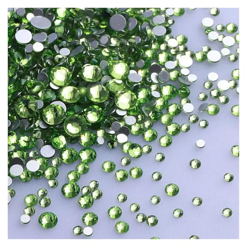 Hotfix Strasssteine 1440 Stück/Packung, gemischte Größen, schwarzes Glas, flache Rückseite, Glitzer-Diamant, nicht Hotfix-Strasssteine ​​für Nagelkunst und Kleidung(Peridot) von FJOADNVM