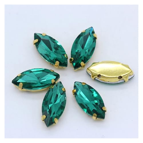 Hotfix Strasssteine Aufnäher Pferdeauge Navette Strass Gold Krallen Marquise Formen for Handarbeiten Schmuck Hochzeitskleid Taschen Borten(Erinite,9x18mm 12pcs) von FJOADNVM