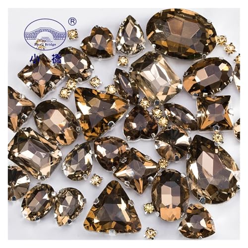 Hotfix Strasssteine Glitzernde Glas-Strasssteine ​​in gemischten Formen for Kleidung, rosa, flache Rückseite, Bastelsteine, Kristall, for Aufnähen mit Klaue, 50 Teile/Paket(Z015-MIX-50) von FJOADNVM