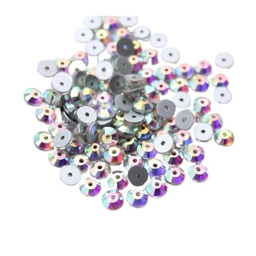 Hotfix Strasssteine Runde Kristall AB/Klar Silber Basis Nähen Auf Strass Perlen Steine ​​Einzigen loch Hochzeit kleid zubehör(Clear AB,SS30-1440pcs) von FJOADNVM