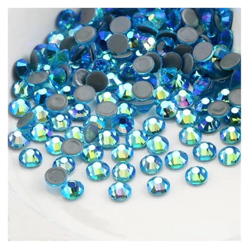 Hotfix Strasssteine SS6-SS30 Mehrfarbiger Crystal AB Hot Fix Strass Kristall Super Glitter Aufbügeln for Nail Art Stoff Kleidungsstück(Aquamarine AB,SS30-288Pcs) von FJOADNVM