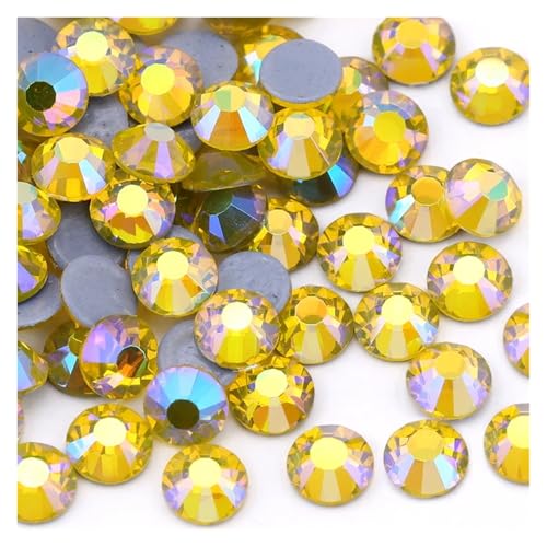 Hotfix Strasssteine SS6-SS30 Mehrfarbiger Crystal AB Hot Fix Strass Kristall Super Glitter Aufbügeln for Nail Art Stoff Kleidungsstück(Citrine AB,SS10-1440Pcs) von FJOADNVM