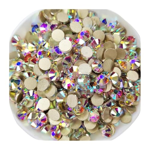 Hotfix Strasssteine Top Glitter Crystal AB/Clear Gold Base Nicht Hot Fix Strasssteine ​​SS3-SS40 FlatBack Strass & Stoff Kleidungsstück Nail Art Dekorationen(Clear AB,Ss12 1440pcs) von FJOADNVM