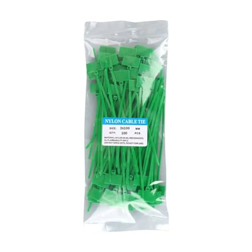 Kabel Beschriftung 100 Stück bunte Kabelbinder aus Nylon, Kunststoff-Etiketten, Umreifungsband, einfache Markierung von Etiketten, selbstsichernde Kabelbinder, Maschendraht-Markierungswerkzeuge(Green) Kabel Beschriftung 100 Stück bunte Kabelbinder aus Nylon, Kunststoff-Etiketten, Umreifungsband, einfache Markierung von Etiketten, selbstsichernde Kabelbinder, Maschendraht-Markierungswerkzeuge(Green) von FJOADNVM