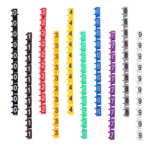 Kabel Beschriftung 150 Pcs Elektrische Aufkleber Draht Nummer Label Multicolor Kabel Marker Etikettierer Elektrische 0-Krawatte Clip-auf Selbst-Adhesive Elektrische(0.48X0.30X0.30CM) von FJOADNVM