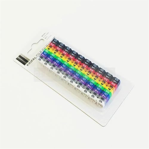 Kabel Beschriftung Kabelmarkierung, Drahtetikett EC-0, EC-1, 1000 Stück, Markierungsnummern 0 bis 9, Kabelmanagement, farbige Drahtisolierung, PVC-Drahtorganisator-Hülsen(EC-2-100pcs-0-9) von FJOADNVM