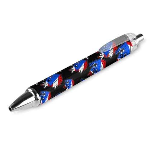 (PR State) Flag Frog Einziehbarer Tintenroller-Kugelschreiber, blaue Tinte, 0,5 mm feine Spitze, Schreibstift, Bürobedarf, 1 Stück von FJQWKLF