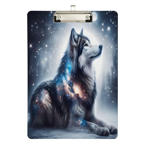 Acryl-Klemmbrett, Wolf, A4-Letter-Größe, Standard-Klemmbrett, silberfarbenes Klemmbrett, ideal für Studenten, Büro, Schule, Krankenschwestern, 31,8 x 21,6 cm Acryl-Klemmbrett, Wolf, A4-Letter-Größe, Standard-Klemmbrett, silberfarbenes Klemmbrett, ideal für Studenten, Büro, Schule, Krankenschwestern, 31,8 x 21,6 cm von FJQWKLF
