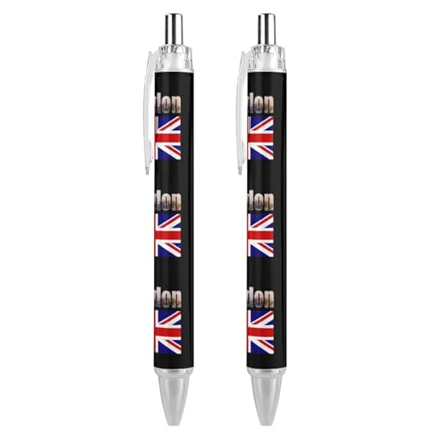 FJQWKLF England London Big Ben Niedliche Kugelschreiber für Damen und Herren Einziehbarer 0,5-mm-Kugelschreiber zum Arbeiten, 2 Stück von FJQWKLF