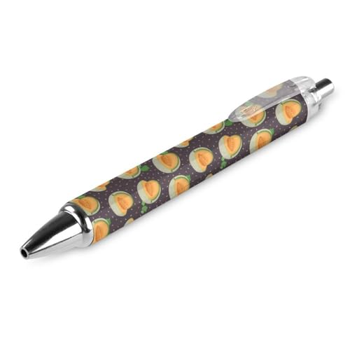 FJQWKLF Kugelschreiber mit Cartoon-Cantaloupe-Fruchtmuster, schwarz, für Männer und Frauen, einziehbarer Stift, 0,5 mm Kugelschreiber für flüssiges Schreiben, 1 Stück FJQWKLF Kugelschreiber mit Cartoon-Cantaloupe-Fruchtmuster, schwarz, für Männer und Frauen, einziehbarer Stift, 0,5 mm Kugelschreiber für flüssiges Schreiben, 1 Stück von FJQWKLF