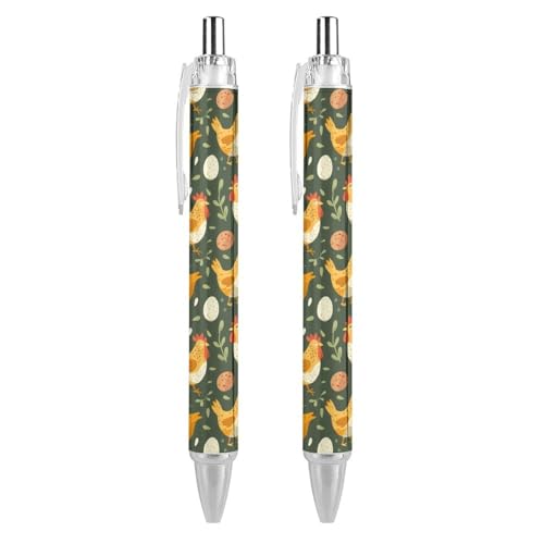 FJQWKLF Kugelschreiber mit Hühner- und Eiermotiv, 0,5 mm, personalisierbar, einziehbar, schwarzer runder Schaft, feine Spitze, für Notizbücher, Schreiben, Büro, 2 Stück FJQWKLF Kugelschreiber mit Hühner- und Eiermotiv, 0,5 mm, personalisierbar, einziehbar, schwarzer runder Schaft, feine Spitze, für Notizbücher, Schreiben, Büro, 2 Stück von FJQWKLF