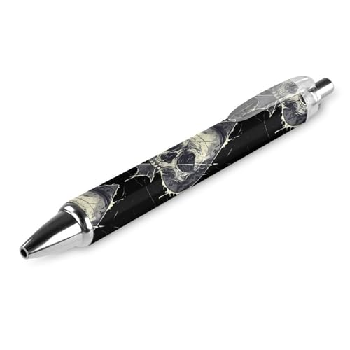 FJQWKLF Kugelschreiber mit Totenkopf-Motiv, Poker-Motiv, 0,5 mm, personalisierbar, einziehbar, schwarzer runder Schaft, feine Spitze, für Notizbücher, Schreiben, Büro, 1 Stück von FJQWKLF