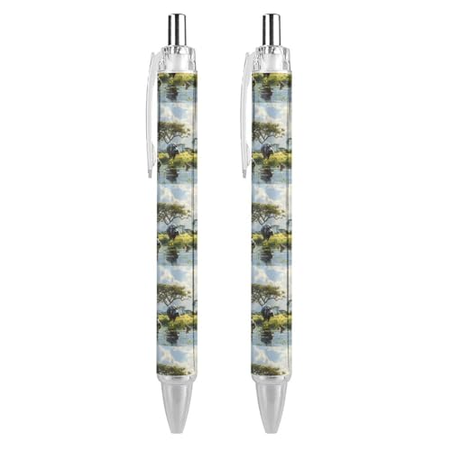 FJQWKLF Kugelschreiber mit afrikanischem Nilpferd-Motiv, 0,5 mm, personalisierbar, einziehbar, schwarzer runder Schaft, feine Spitze, Stifte für Notizbücher, Schreiben, Büro, 2 Stück FJQWKLF Kugelschreiber mit afrikanischem Nilpferd-Motiv, 0,5 mm, personalisierbar, einziehbar, schwarzer runder Schaft, feine Spitze, Stifte für Notizbücher, Schreiben, Büro, 2 Stück von FJQWKLF