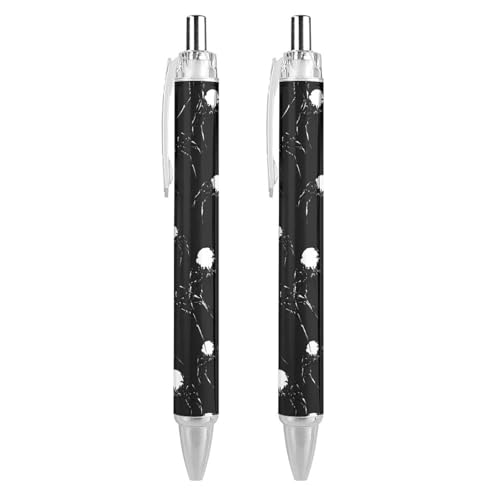 FJQWKLF Kugelschreiber mit einziehbarer Tintenroller, Totenkopf-Spinnen-Motiv, blaue Tinte, 0,5 mm feine Spitze, Schreibstift, Bürobedarf, 2 Stück von FJQWKLF