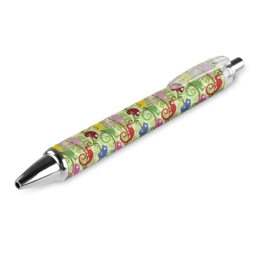FJQWKLF Kugelschreiber mit grünem Eidechsen-Chamäleonmuster, schwarz, für Männer und Frauen, einziehbarer Stift, 0,5 mm Kugelschreiber für flüssiges Schreiben, 1 Stück FJQWKLF Kugelschreiber mit grünem Eidechsen-Chamäleonmuster, schwarz, für Männer und Frauen, einziehbarer Stift, 0,5 mm Kugelschreiber für flüssiges Schreiben, 1 Stück von FJQWKLF