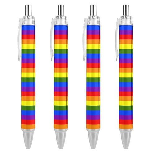 FJQWKLF Kugelschreiber mit indischer Regenbogenflagge, 0,5 mm, personalisierbar, einziehbar, schwarzer runder Schaft, feine Spitze, für Notizbücher, Schreiben, Büro, 4 Stück FJQWKLF Kugelschreiber mit indischer Regenbogenflagge, 0,5 mm, personalisierbar, einziehbar, schwarzer runder Schaft, feine Spitze, für Notizbücher, Schreiben, Büro, 4 Stück von FJQWKLF