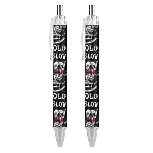 FJQWKLF Live Slow Die Old-Kugelschreiber, 0,5 mm, personalisierbar, einziehbar, schwarzer runder Schaft, feine Spitze, für Notizbücher, Schreiben, Büro, 2 Stück FJQWKLF Live Slow Die Old-Kugelschreiber, 0,5 mm, personalisierbar, einziehbar, schwarzer runder Schaft, feine Spitze, für Notizbücher, Schreiben, Büro, 2 Stück von FJQWKLF