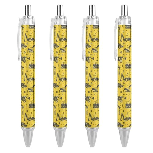 FJQWKLF Mehrfarbiger Kugelschreiber mit Baumaschinen-LKW- und Traktormotiv, schwarz, für Männer und Frauen, Druckkugelschreiber, 0,5 mm Kugelschreiber für flüssiges Schreiben, 4 Stück FJQWKLF Mehrfarbiger Kugelschreiber mit Baumaschinen-LKW- und Traktormotiv, schwarz, für Männer und Frauen, Druckkugelschreiber, 0,5 mm Kugelschreiber für flüssiges Schreiben, 4 Stück von FJQWKLF