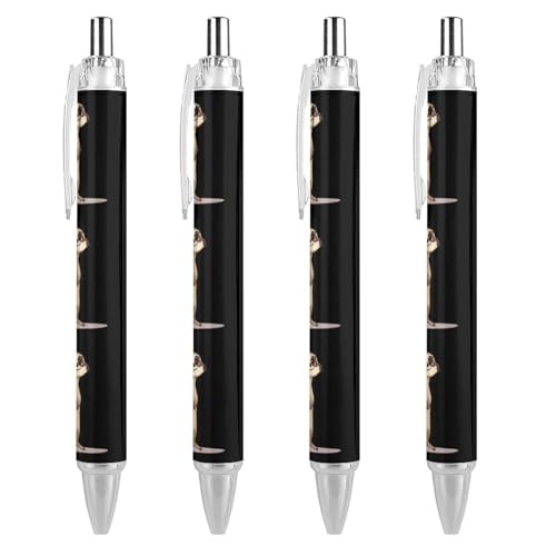 FJQWKLF Niedliche Kugelschreiber mit Cartoon-Erdmännchen für Damen und Herren, einziehbarer 0,5-mm-Kugelschreiber zum Arbeiten, 4 Stück von FJQWKLF