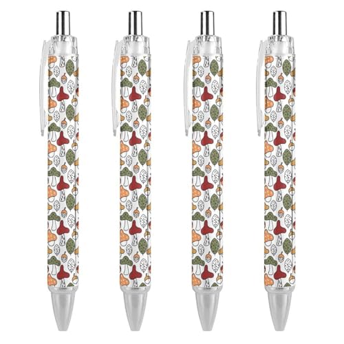 FJQWKLF Niedliche Kugelschreiber mit Pilzen und Blättern, schwarz, für Männer und Frauen, Druckkugelschreiber, 0,5 mm Kugelschreiber für flüssiges Schreiben, 4 Stück FJQWKLF Niedliche Kugelschreiber mit Pilzen und Blättern, schwarz, für Männer und Frauen, Druckkugelschreiber, 0,5 mm Kugelschreiber für flüssiges Schreiben, 4 Stück von FJQWKLF