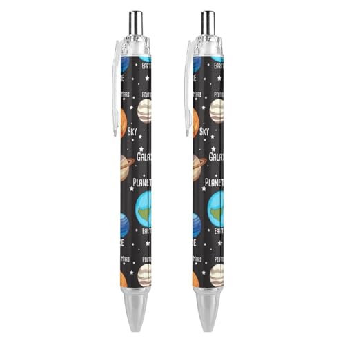 FJQWKLF Niedliche Kugelschreiber mit Sonnensystem-Planetenmotiv für Damen und Herren, einziehbarer 0,5-mm-Kugelschreiber zum Arbeiten, 2 Stück FJQWKLF Niedliche Kugelschreiber mit Sonnensystem-Planetenmotiv für Damen und Herren, einziehbarer 0,5-mm-Kugelschreiber zum Arbeiten, 2 Stück von FJQWKLF