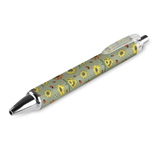 FJQWKLF Niedlicher Kugelschreiber mit Bienen- und Sonnenblumenmuster, schwarz, für Männer und Frauen, einziehbarer Stift, 0,5 mm Kugelschreiber für flüssiges Schreiben, 1 Stück FJQWKLF Niedlicher Kugelschreiber mit Bienen- und Sonnenblumenmuster, schwarz, für Männer und Frauen, einziehbarer Stift, 0,5 mm Kugelschreiber für flüssiges Schreiben, 1 Stück von FJQWKLF