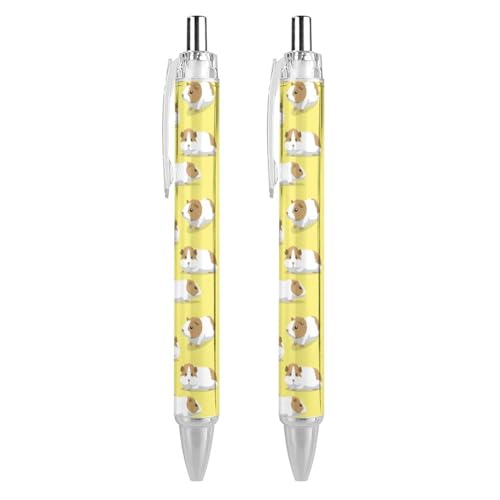 FJQWKLF Niedlicher Kugelschreiber mit Cartoon-Meerschweinchen-Muster, schwarz, für Männer und Frauen, einziehbare Stifte, 0,5 mm Kugelschreiber für flüssiges Schreiben, 2 Stück FJQWKLF Niedlicher Kugelschreiber mit Cartoon-Meerschweinchen-Muster, schwarz, für Männer und Frauen, einziehbare Stifte, 0,5 mm Kugelschreiber für flüssiges Schreiben, 2 Stück von FJQWKLF