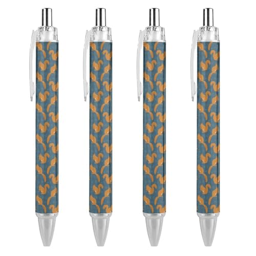 FJQWKLF Niedlicher Kugelschreiber mit Eichhörnchen-Tiermuster, schwarz, für Männer und Frauen, Druckkugelschreiber, 0,5 mm Kugelschreiber für flüssiges Schreiben, 4 Stück FJQWKLF Niedlicher Kugelschreiber mit Eichhörnchen-Tiermuster, schwarz, für Männer und Frauen, Druckkugelschreiber, 0,5 mm Kugelschreiber für flüssiges Schreiben, 4 Stück von FJQWKLF