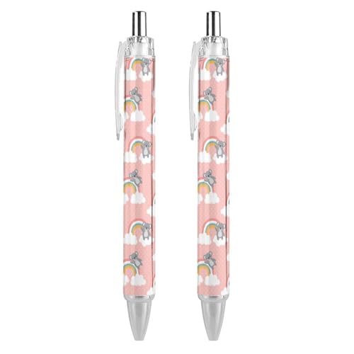 FJQWKLF Niedlicher schwarzer Kugelschreiber mit Koala- und Regenbogenmotiv für Männer und Frauen, Druckkugelschreiber, 0,5 mm Kugelschreiber für flüssiges Schreiben, 2 Stück FJQWKLF Niedlicher schwarzer Kugelschreiber mit Koala- und Regenbogenmotiv für Männer und Frauen, Druckkugelschreiber, 0,5 mm Kugelschreiber für flüssiges Schreiben, 2 Stück von FJQWKLF