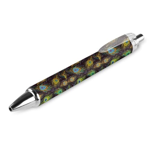 FJQWKLF Peacock Feacock, schwarzer Kugelschreiber für Männer und Frauen, einziehbarer Stift, 0,5 mm Kugelschreiber für flüssiges Schreiben, 1 Stück von FJQWKLF