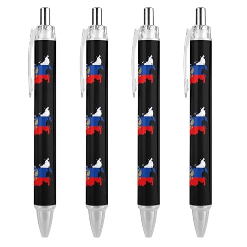 FJQWKLF Russischer Adler, Karte von Russland, niedliche Kugelschreiber für Damen und Herren, einziehbarer 0,5-mm-Kugelschreiber zum Arbeiten, 4 Stück FJQWKLF Russischer Adler, Karte von Russland, niedliche Kugelschreiber für Damen und Herren, einziehbarer 0,5-mm-Kugelschreiber zum Arbeiten, 4 Stück von FJQWKLF
