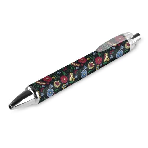 FJQWKLF Schwarzer Kugelschreiber mit Blumenmuster und Stickerei für Männer und Frauen, Druckkugelschreiber, 0,5 mm Kugelschreiber für flüssiges Schreiben, 1 Stück FJQWKLF Schwarzer Kugelschreiber mit Blumenmuster und Stickerei für Männer und Frauen, Druckkugelschreiber, 0,5 mm Kugelschreiber für flüssiges Schreiben, 1 Stück von FJQWKLF
