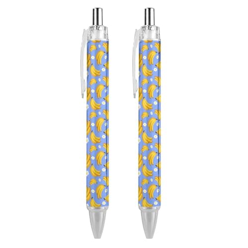 FJQWKLF Schwarzer Kugelschreiber mit Cartoon-Bananen- und Blumenmuster für Männer und Frauen, einziehbare Stifte, 0,5 mm Kugelschreiber für flüssiges Schreiben, 2 Stück FJQWKLF Schwarzer Kugelschreiber mit Cartoon-Bananen- und Blumenmuster für Männer und Frauen, einziehbare Stifte, 0,5 mm Kugelschreiber für flüssiges Schreiben, 2 Stück von FJQWKLF