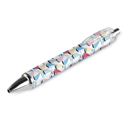 FJQWKLF Schwarzer Kugelschreiber mit Cartoon-Segelboot-Muster für Männer und Frauen, einziehbarer Stift, 0,5 mm Kugelschreiber für flüssiges Schreiben, 1 Stück von FJQWKLF