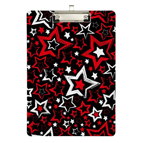 Klemmbrett aus Acryl, 4. Juli, patriotisches Rot, Schwarz, cooler Stern, A4-Letter-Größe, Standard-Klemmbrett, silberfarbenes Klemmbrett, ideal für Studenten, Büro, Schule, Krankenschwestern, 31,8 x 2 Klemmbrett aus Acryl, 4. Juli, patriotisches Rot, Schwarz, cooler Stern, A4-Letter-Größe, Standard-Klemmbrett, silberfarbenes Klemmbrett, ideal für Studenten, Büro, Schule, Krankenschwestern, 31,8 x 2 von FJQWKLF