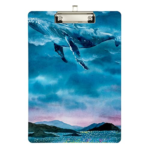 Klemmbrett aus Acryl, Aquarell, Wal-Landschaft, A4-Letter-Größe, Standard-Klemmbrett, silberfarbenes Klemmbrett, ideal für Studenten, Büro, Schule, Krankenschwestern, 31,8 x 21,6 cm Klemmbrett aus Acryl, Aquarell, Wal-Landschaft, A4-Letter-Größe, Standard-Klemmbrett, silberfarbenes Klemmbrett, ideal für Studenten, Büro, Schule, Krankenschwestern, 31,8 x 21,6 cm von FJQWKLF