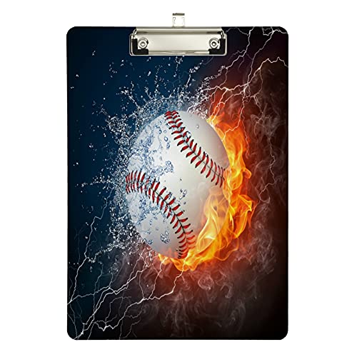 Klemmbrett aus Acryl, Baseball, Wasser, Feuer, A4, Briefgröße, Standard-Klemmbrett, silberfarbenes Klemmbrett, ideal für Studenten, Büro, Schule, Krankenschwestern, 31,8 x 21,6 cm Klemmbrett aus Acryl, Baseball, Wasser, Feuer, A4, Briefgröße, Standard-Klemmbrett, silberfarbenes Klemmbrett, ideal für Studenten, Büro, Schule, Krankenschwestern, 31,8 x 21,6 cm von FJQWKLF