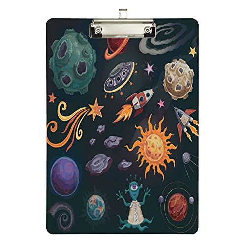 Klemmbrett aus Acryl, Cartoon-Stil, Planeten, A4-Letter-Größe, Standard-Klemmbrett, silberfarbenes Klemmbrett, ideal für Studenten, Büro, Schule, Krankenschwestern, 31,8 x 21,6 cm Klemmbrett aus Acryl, Cartoon-Stil, Planeten, A4-Letter-Größe, Standard-Klemmbrett, silberfarbenes Klemmbrett, ideal für Studenten, Büro, Schule, Krankenschwestern, 31,8 x 21,6 cm von FJQWKLF