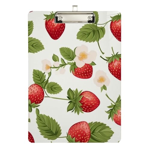 Klemmbrett aus Acryl, Erdbeerfrucht, A4-Letter-Größe, Standard-Klemmbrett, silberfarbenes Klemmbrett, ideal für Studenten, Büro, Schule, Krankenschwestern, 31,8 x 21,6 cm Klemmbrett aus Acryl, Erdbeerfrucht, A4-Letter-Größe, Standard-Klemmbrett, silberfarbenes Klemmbrett, ideal für Studenten, Büro, Schule, Krankenschwestern, 31,8 x 21,6 cm von FJQWKLF