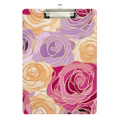 Klemmbrett aus Acryl, Gold, Lila, Pink, Fer, A4, Briefgröße, Standard-Klemmbrett, silberfarbenes Klemmbrett, ideal für Studenten, Büro, Schule, Krankenschwestern, 31,8 x 21,6 cm Klemmbrett aus Acryl, Gold, Lila, Pink, Fer, A4, Briefgröße, Standard-Klemmbrett, silberfarbenes Klemmbrett, ideal für Studenten, Büro, Schule, Krankenschwestern, 31,8 x 21,6 cm von FJQWKLF