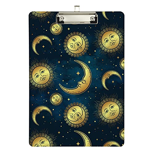 Klemmbrett aus Acryl, Mond, Sonne und Sterne, A4-Letter-Größe, Standard-Klemmbrett, silberfarbenes Klemmbrett, ideal für Studenten, Büro, Schule, Krankenschwestern, 31,8 x 21,6 cm Klemmbrett aus Acryl, Mond, Sonne und Sterne, A4-Letter-Größe, Standard-Klemmbrett, silberfarbenes Klemmbrett, ideal für Studenten, Büro, Schule, Krankenschwestern, 31,8 x 21,6 cm von FJQWKLF