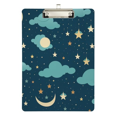Klemmbrett aus Acryl, Mond, Sterne, Wolken, A4-Letter-Größe, Standard-Klemmbrett, silberfarbenes Klemmbrett, ideal für Studenten, Büro, Schule, Krankenschwestern, 31,8 x 21,6 cm Klemmbrett aus Acryl, Mond, Sterne, Wolken, A4-Letter-Größe, Standard-Klemmbrett, silberfarbenes Klemmbrett, ideal für Studenten, Büro, Schule, Krankenschwestern, 31,8 x 21,6 cm von FJQWKLF