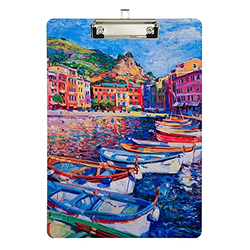 Klemmbrett aus Acryl, Motiv: Lakeside Boat, A4-Letter-Größe, Standard-Klemmbrett, silberfarbenes Klemmbrett, ideal für Studenten, Büro, Schule, Krankenschwestern, 31,8 x 21,6 cm Klemmbrett aus Acryl, Motiv: Lakeside Boat, A4-Letter-Größe, Standard-Klemmbrett, silberfarbenes Klemmbrett, ideal für Studenten, Büro, Schule, Krankenschwestern, 31,8 x 21,6 cm von FJQWKLF