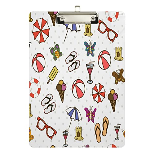 Klemmbrett aus Acryl, Motiv: Sommerstrand, A4-Letter-Größe, Standard-Klemmbrett, silberfarbenes Klemmbrett, ideal für Studenten, Büro, Schule, Krankenschwestern, 31,8 x 21,6 cm Klemmbrett aus Acryl, Motiv: Sommerstrand, A4-Letter-Größe, Standard-Klemmbrett, silberfarbenes Klemmbrett, ideal für Studenten, Büro, Schule, Krankenschwestern, 31,8 x 21,6 cm von FJQWKLF